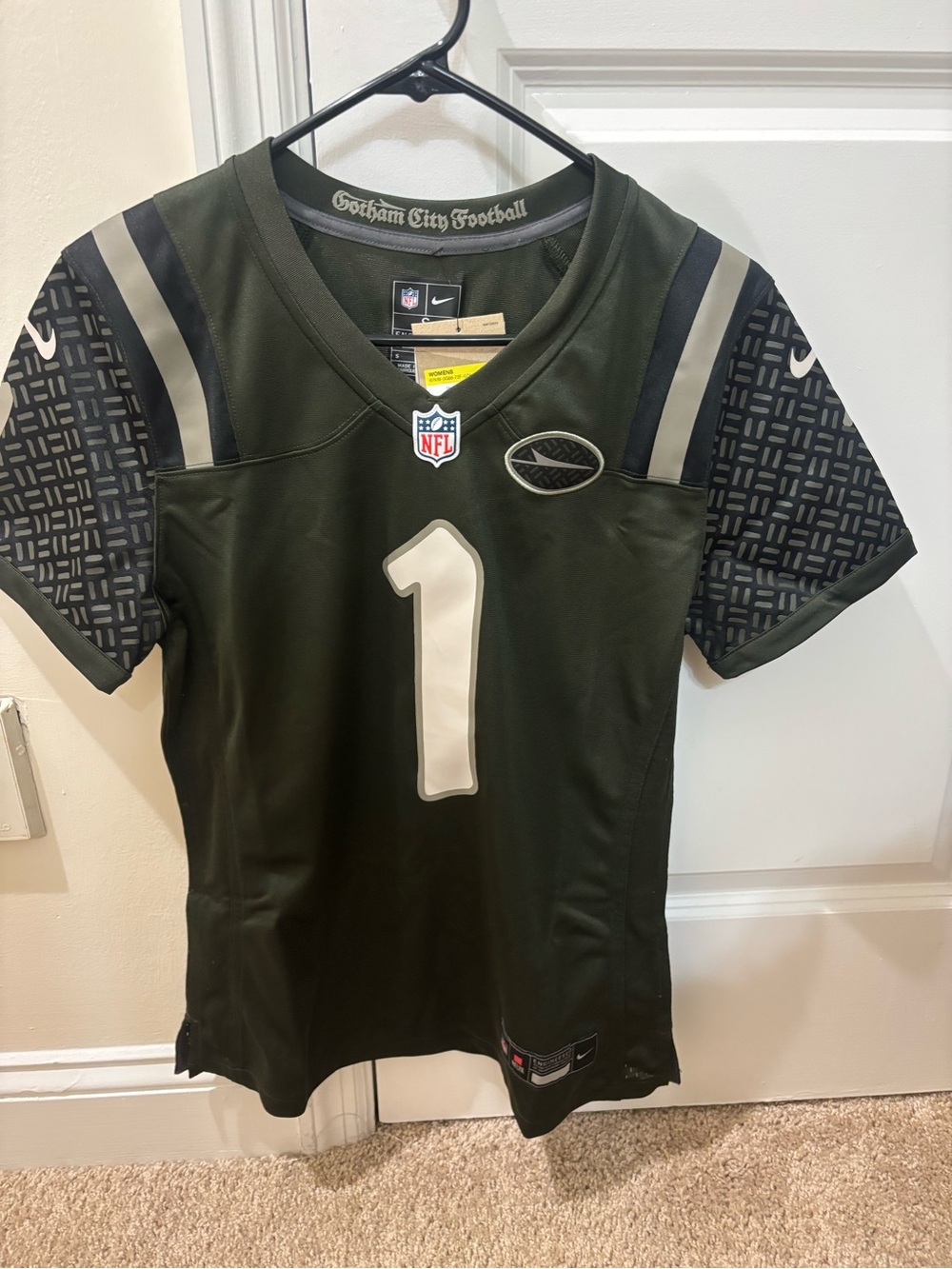 NY Jets Gotham City Gardner #1 Olive Green Nike Women’s Football Jersey